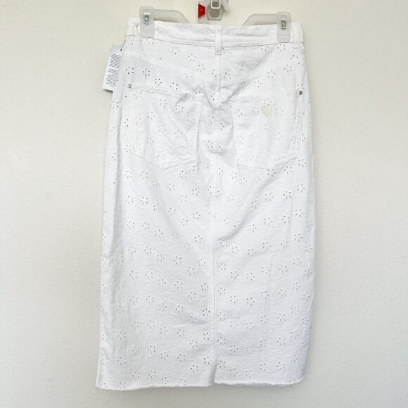 NWT GUESS Denim Eyelet Skirt White Size 27 $128 - Picture 8 of 16